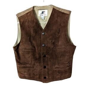 Vintage 90's Rafaella Suede Front Vest Cotton Houndstooth Back Men's Unisex